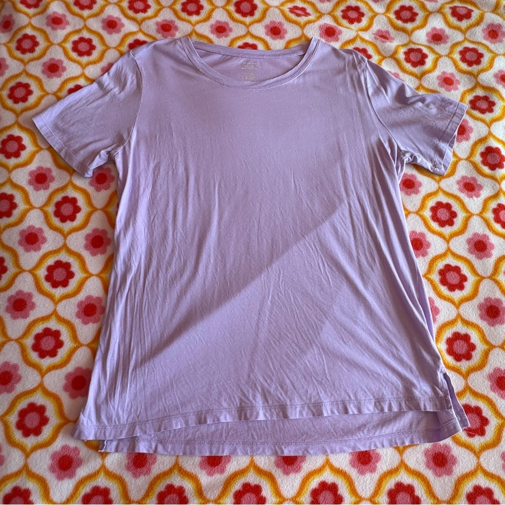 Lavender Fitted Short Sleeve T-Shirt With Scoop Neck